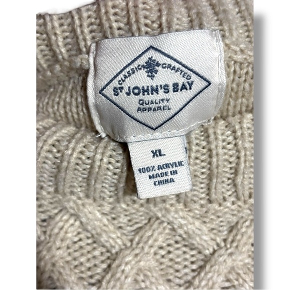 St. John’s Bay Cozy Relaxed Fit Crewneck Lightweight Cream Knit Sweater - Picture 14 of 16
